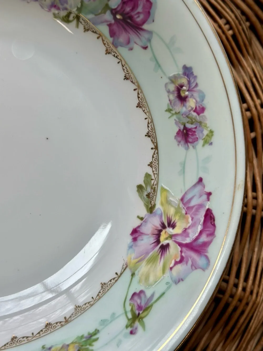 Vintage PM Bavaria Floral Porcelain Bowl with Lavender Yellow and Mint Accents